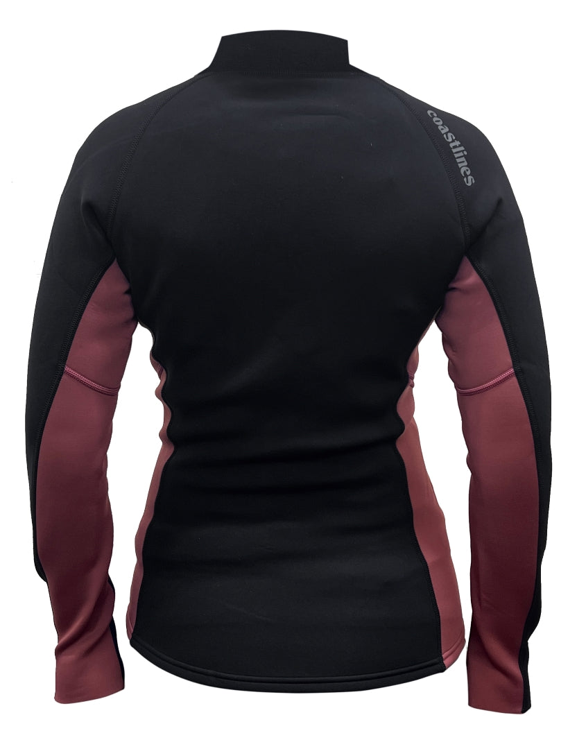 Classic Womens 2mm Jacket - Maroon and Black - Good Wave Australia