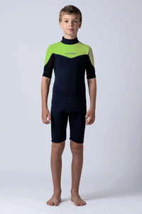 Thumbnail for Classic Junior 2/2 Back Zip Springsuit - Lime / Black