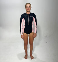 Thumbnail for Classic Girls 2/2 Front Zip Long Sleeve Springsuit - Pink