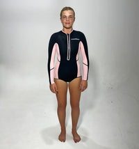 Thumbnail for Classic Girls 2/2 Front Zip Long Sleeve Springsuit - Pink
