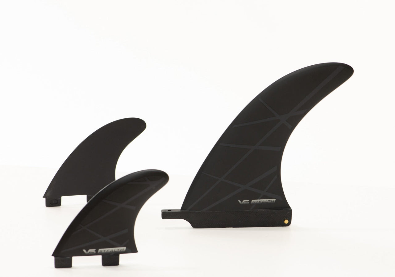 Vessel 2+1 Fin Set - Stealth Black 7.5" + Twin Tab - Good Wave Australia