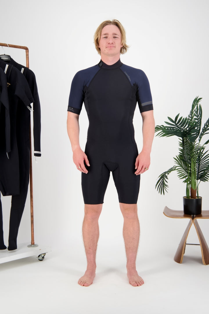 Classic Mens 2mm Backzip Springsuit - Navy