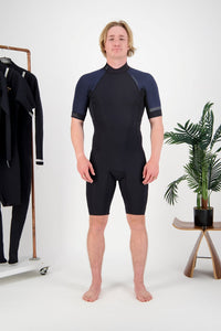 Thumbnail for Classic Mens 2mm Backzip Springsuit - Navy