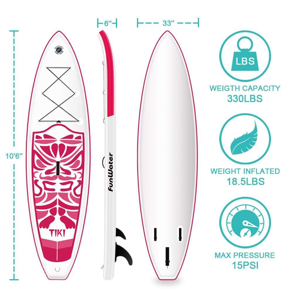 Funwater Tiki Inflatable Paddle Board SUP - Pink - Good Wave Australia