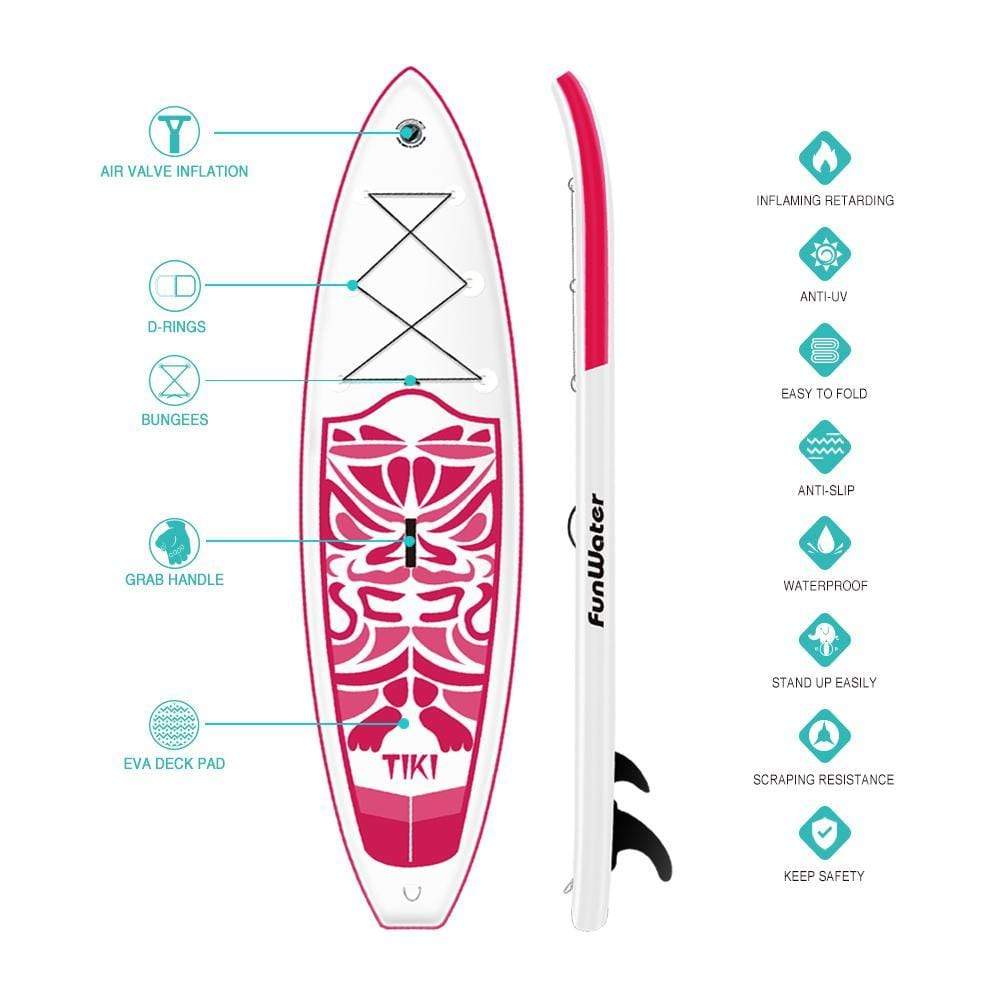 Funwater Tiki Inflatable Paddle Board SUP - Pink - Good Wave Australia